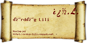 Ördög Lili névjegykártya